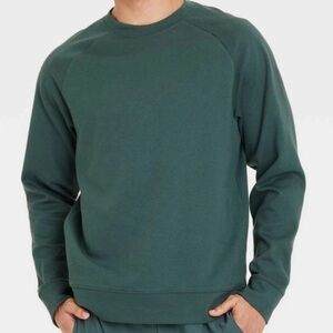 NWT All in Motion sz M Dark Green Men's Ponte Crewneck Sweatshirt Pullover